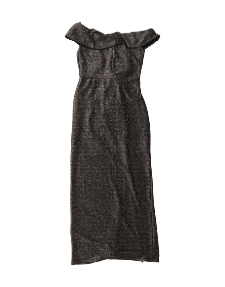 QUIZ Womens Off Shoulder Maxi Dress UK 12 Medium Silver Polyester Vintage Quiz and Second-Hand Quiz from Messina Hembry 