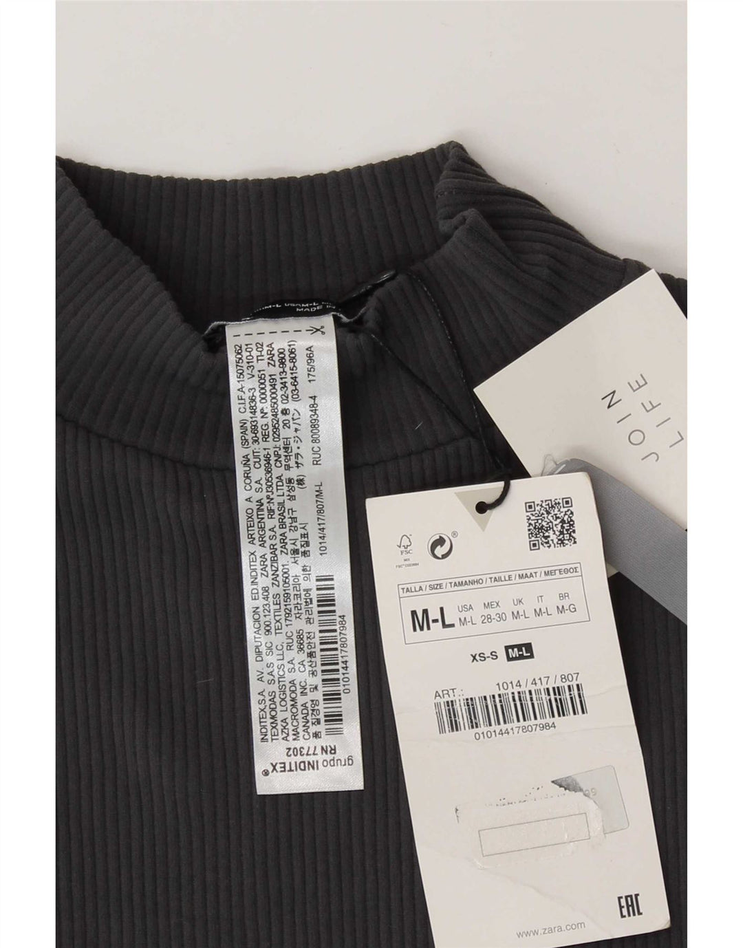 Zara Womens Crop Vest Top UK 12 Medium Grå Polyamid