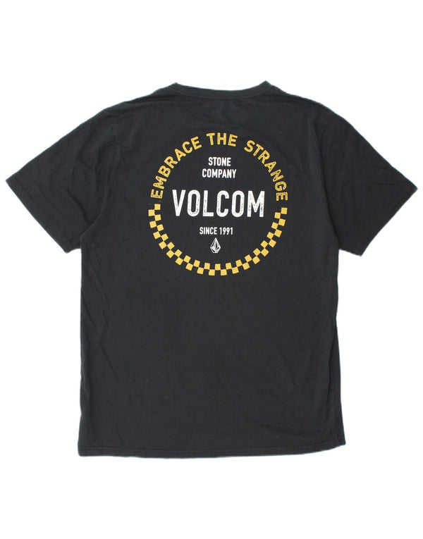 VOLCOM Herre Modern Fit Grafisk T-Shirt Top Stor Sort Bomuld