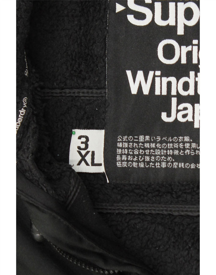 SUPERDRY Herre Windtrekker Windbreaker Jacket UK 46 3XL Sort Polyester