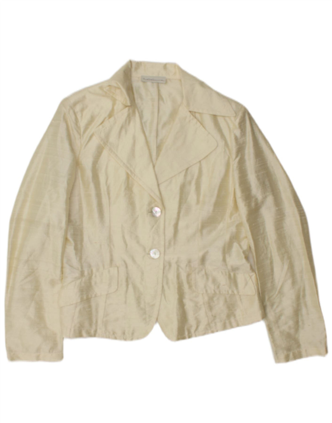Vintage dame 2-knaps blazerjakke IT 44 Medium Yellow Silk