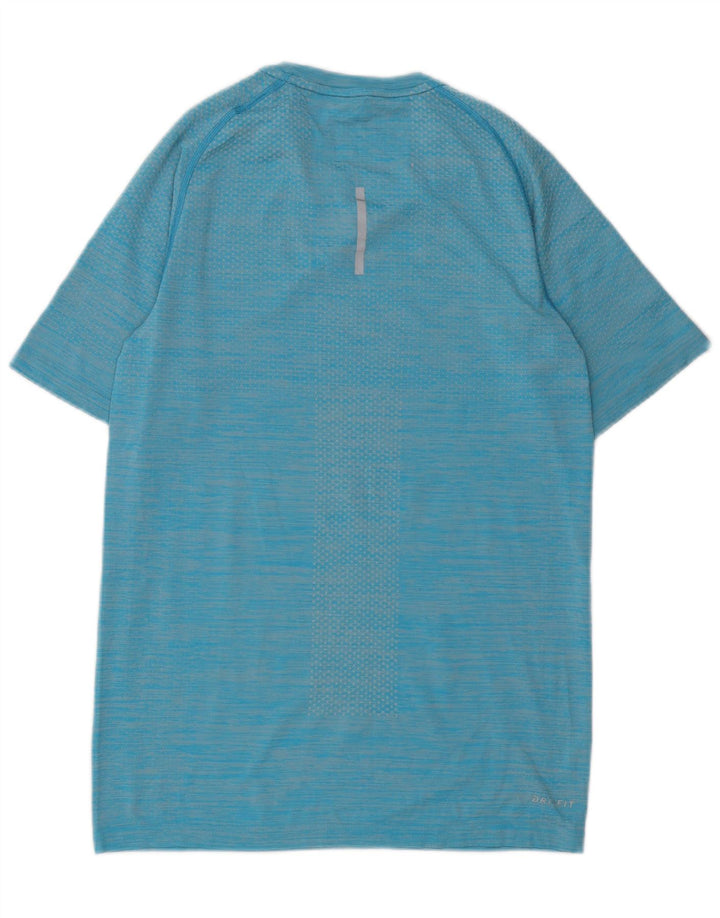 Nike Herre Dri Fit T-Shirt Top Lille Blå Nålestribet Nylon