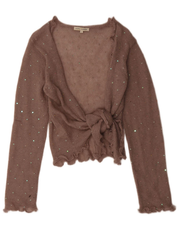 Laura Ashley Dame Wrap Cardigan Sweater UK 14 Stor Brun Mohair