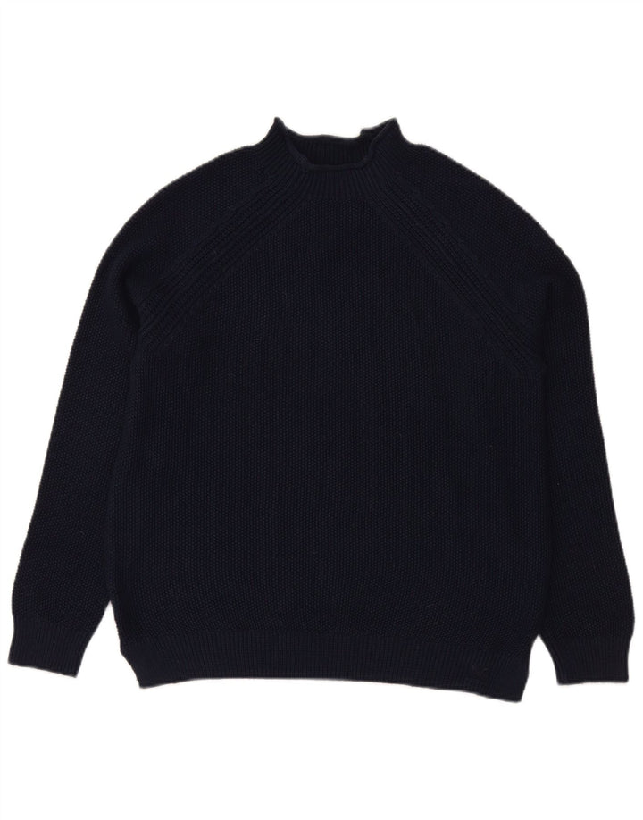CREW CLOTHING Dame Turtle Neck Jumper Sweater UK 12 Medium Navy Blue