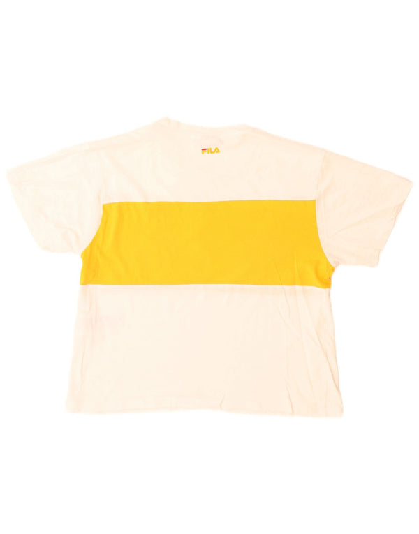 Fila Dame Grafisk T-Shirt Top UK 14 Medium Hvid Bomuld