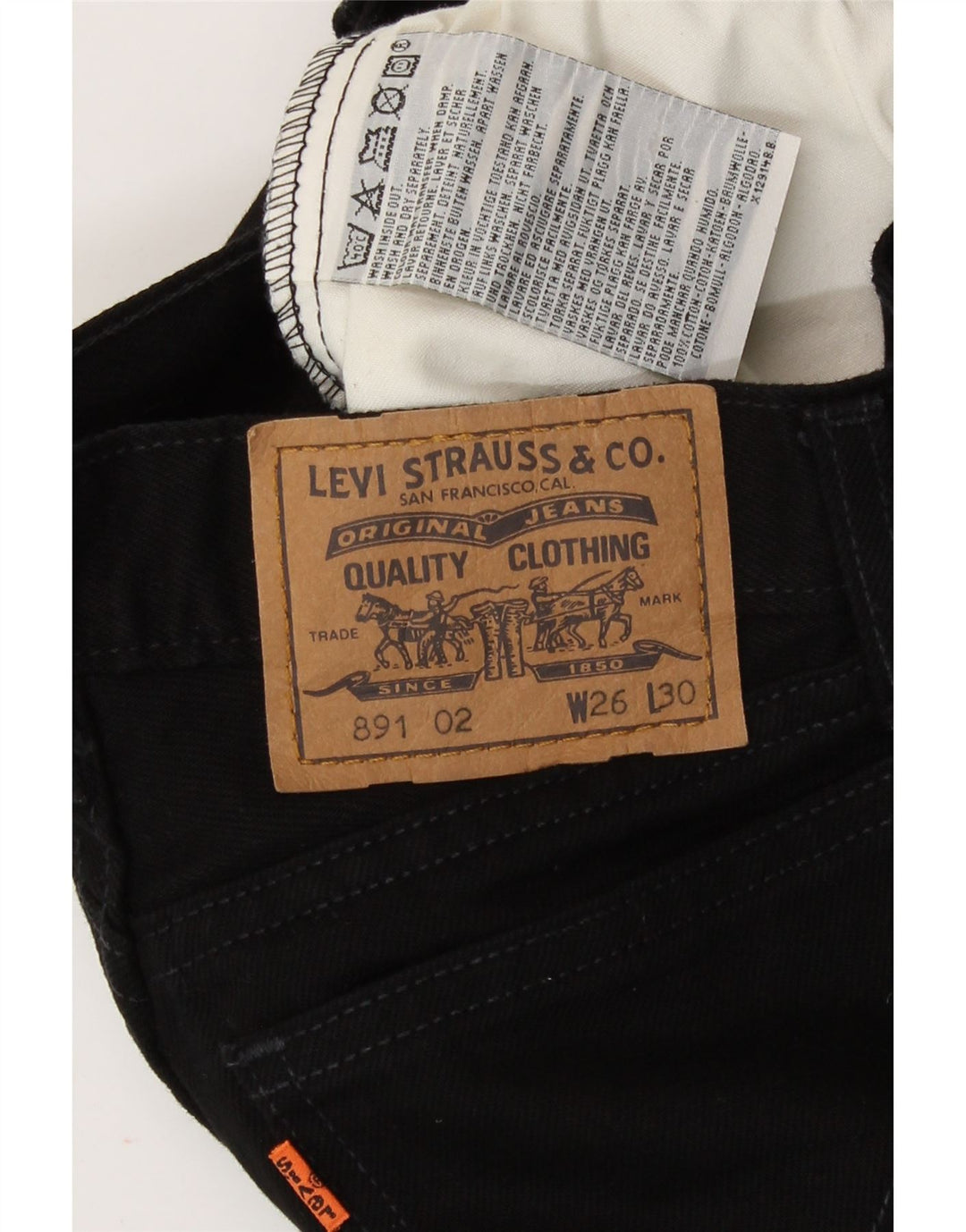 Levi's Womens 891 tilspidsede jeans W26 L30 sort bomuld