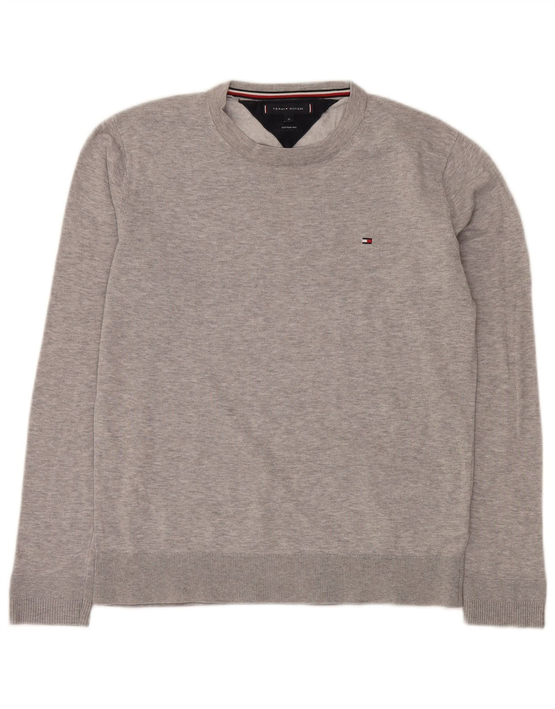 Tommy Hilfiger Herre Crew Neck Jumper Sweater Medium Grå Bomuld