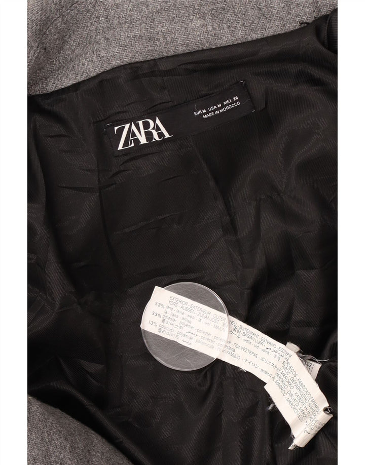 Zara Dame Hooded Bomber Jacket UK 14 Medium Grey Uld