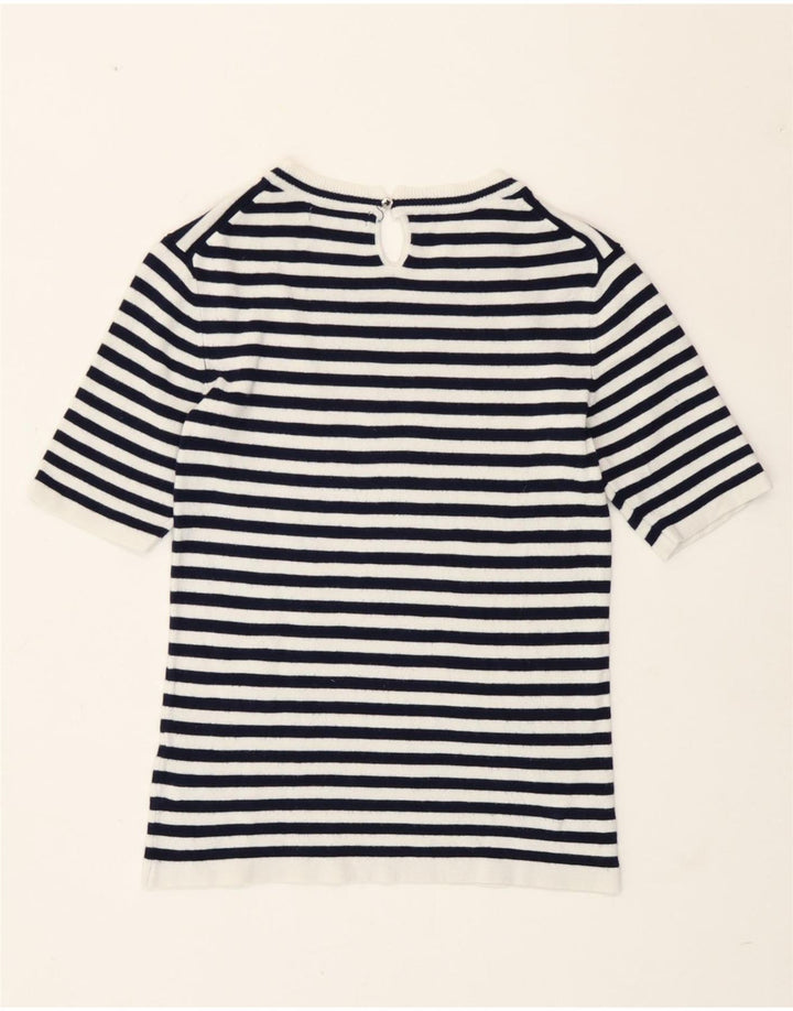 Zara Dame T-Shirt Top UK 12 Mellem marineblå stribet