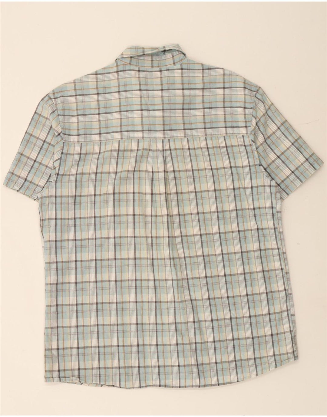 WRANGLER kortærmet herreskjorte Stor blå ternet bomuld