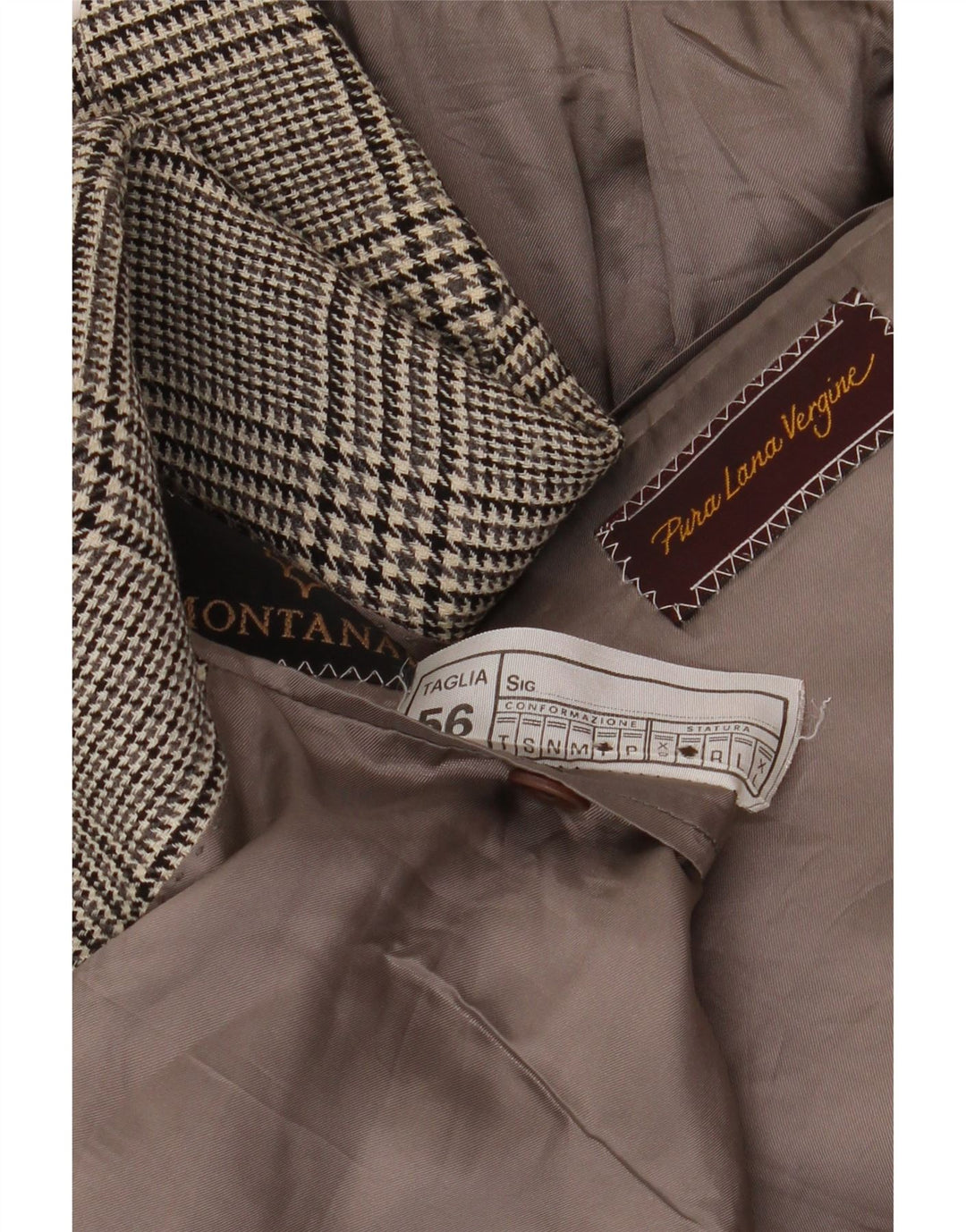 MONTANA Herre 2-knaps blazerjakke IT 56 3XL Grå Houndstooth Virgin Wool