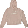 PUMA Womens Graphic Crop Hoodie Jumper UK 14 Medium Pink | Vintage Puma | Thrift | Second-Hand Puma | Used Clothing | Messina Hembry 