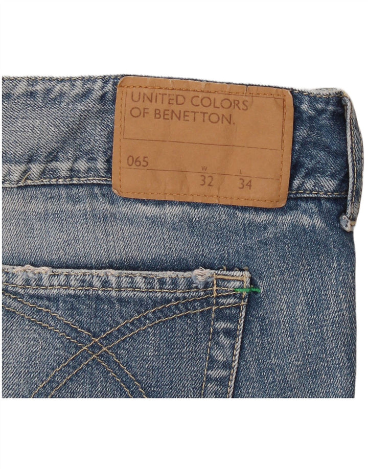 Benetton Dame Denim Nederdel W32 Stor Blå Bomuld