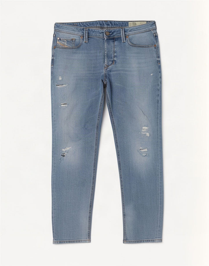 Diesel Herre Larkee-Beex Distressed Regular Tapered Jeans W34 L30 Blå