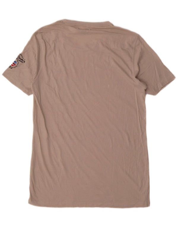 Pierre Cardin Herre grafisk T-shirt Top XL Beige Bomuld