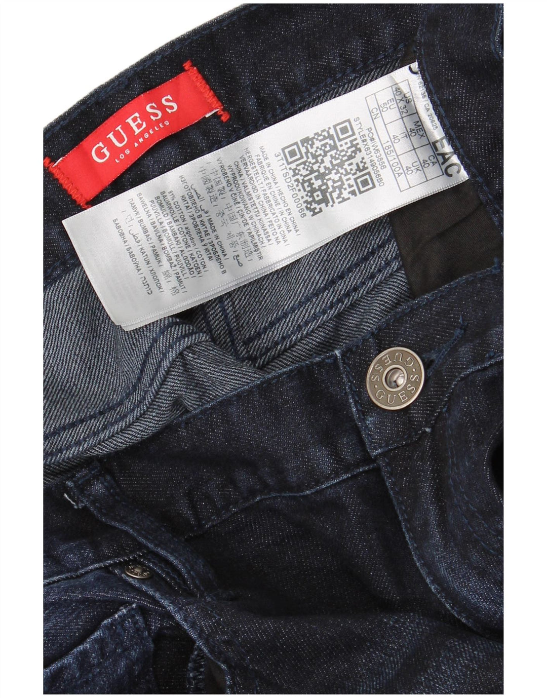 Guess Straight Jeans til mænd W40 L32 Marineblå bomuld