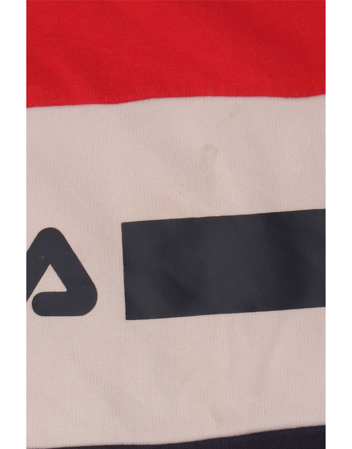 Fila Dame Grafisk Sweatshirt Jumper UK 14 Medium Rød Colourblock Bomuld