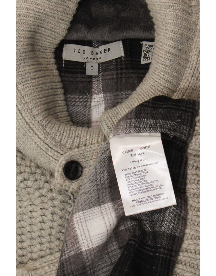 Ted Baker Herre Cardigan Sweater Størrelse 6 2XL Grå Bomuld