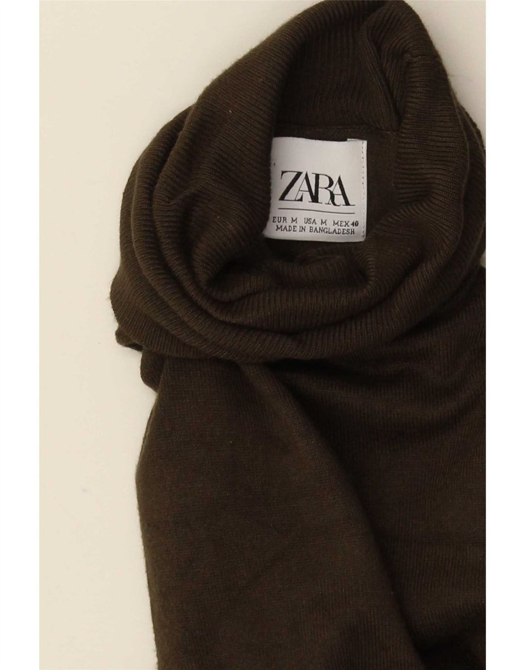 Zara Dame Rullehals sweater UK 14 Medium Green Viscose