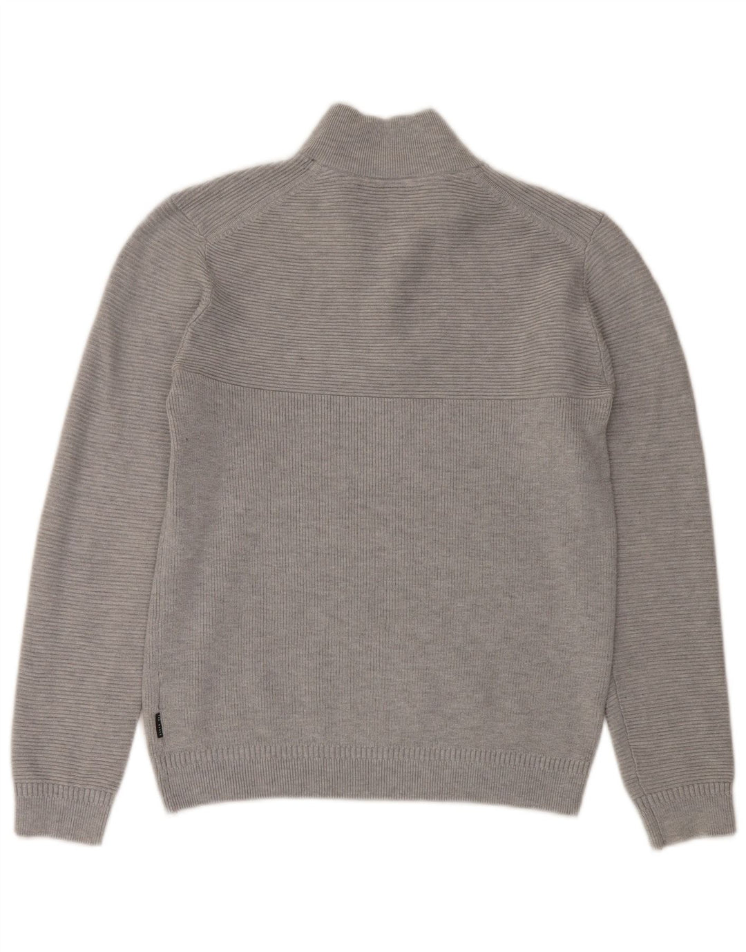 Ted Baker Herre Zip Neck Jumper Sweater Størrelse 3 Medium Grå Polyester
