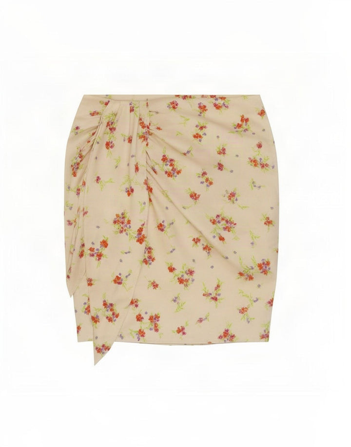 Zara Dame Mini-nederdel Medium W28 Hvid blomstret polyester