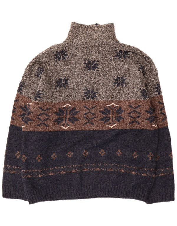 Angelo Litrico Herre Zip Neck Jumper Sweater XL Navy Blue Fair Isle Akryl
