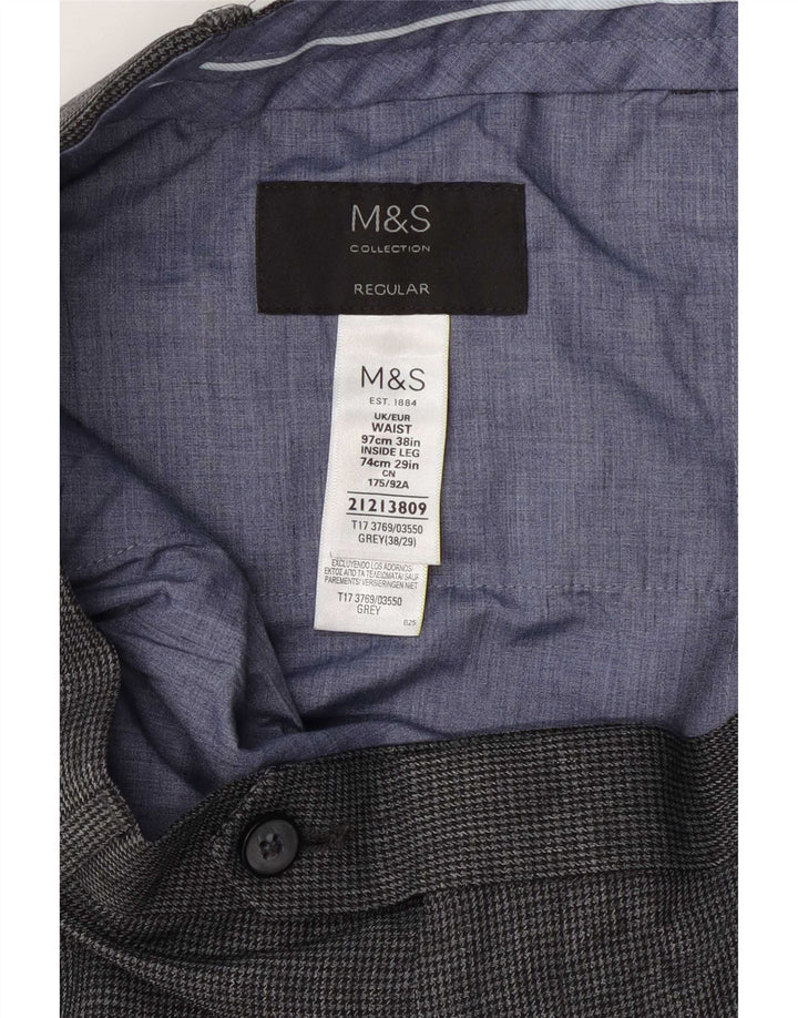 Marks & Spencer Herre bukser med almindelig jakkesæt W38 L29 Grå Houndstooth