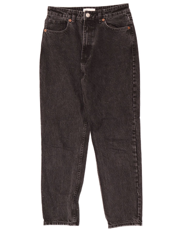 Zara Womens High Waist Tapered Jeans EU 38 Small W28 L28 Black Cotton