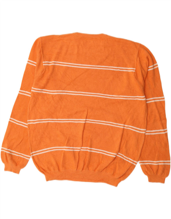IZOD Herre sweater med rund hals, stor orange stribet bomuld