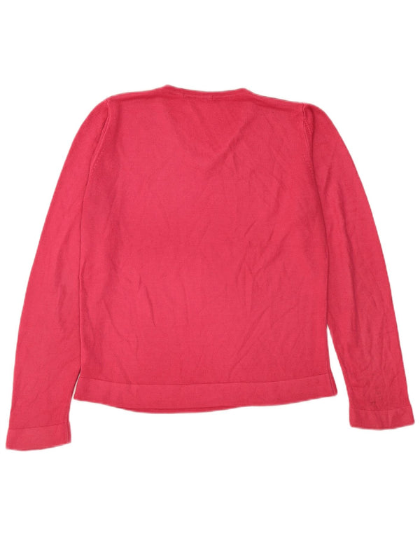 Marks & Spencer Dame V-hals sweater UK 12 Medium Pink Akryl