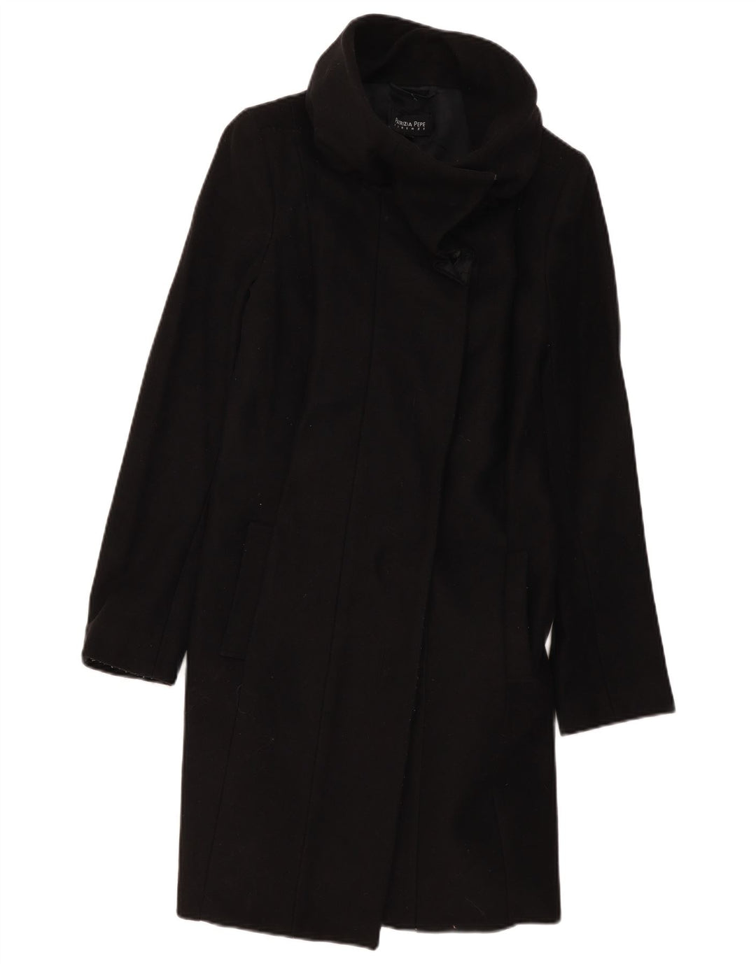 Patrizia Pepe Dame Overfrakke IT 42 Medium Sort Uld