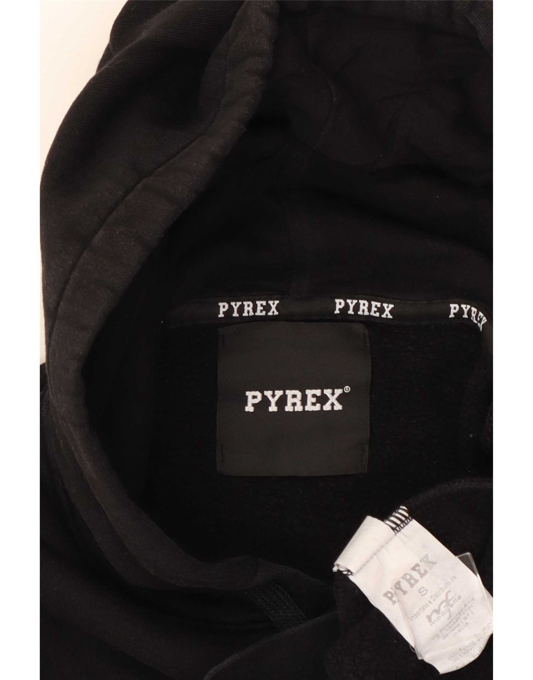 Pyrex grafisk hættetrøje til mænd, lille sort bomuld