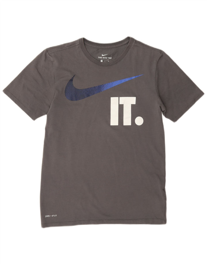 Nike Herre Dri Fit grafisk T-shirt top lille grå bomuld