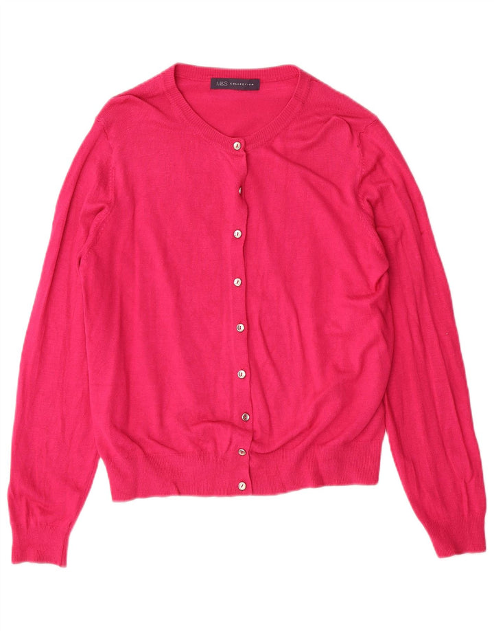 Marks & Spencer Dame Cardigan Sweater UK 14 Medium Pink Viscose Classic