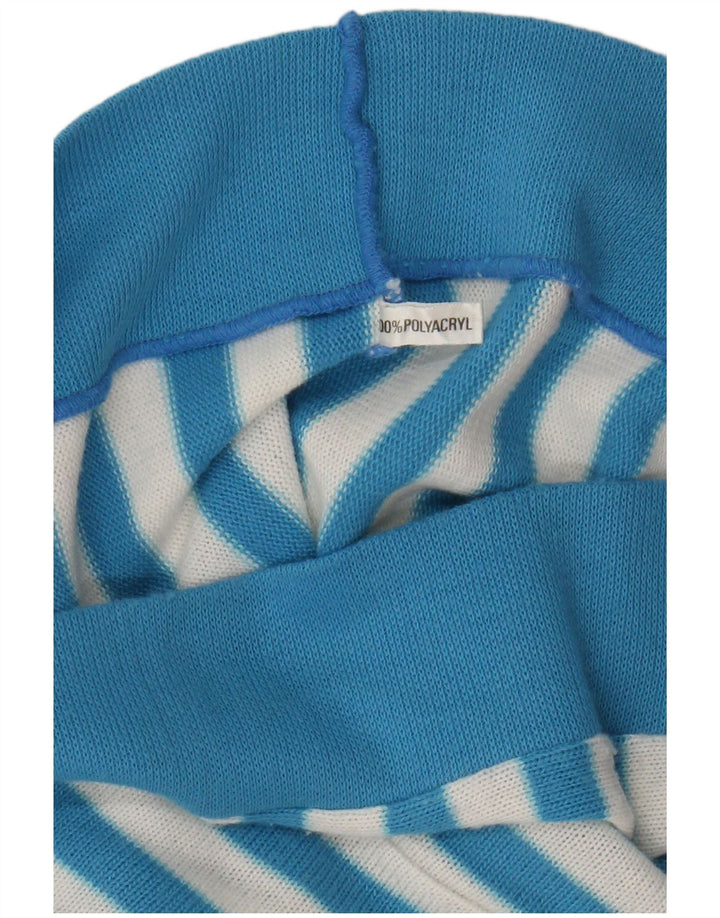 Vintage damebluse top UK 16 Stor blå stribet polyakryl