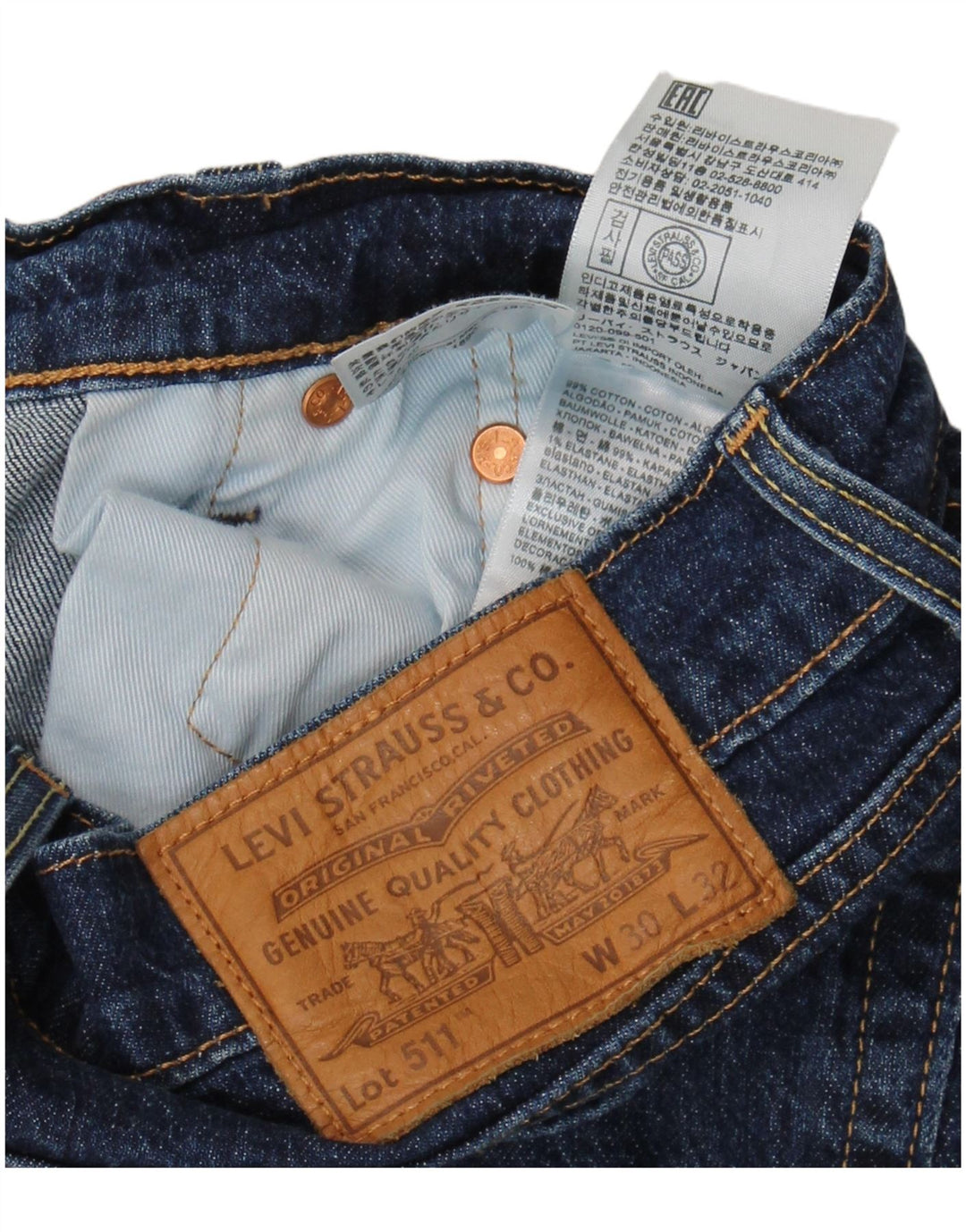Levi's Dame 511 Slim Jeans W30 L32 Marineblå Bomuld