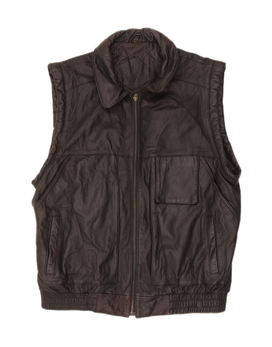 PRINCE Herre Læder Gilet IT 54 2XL Sort Læder