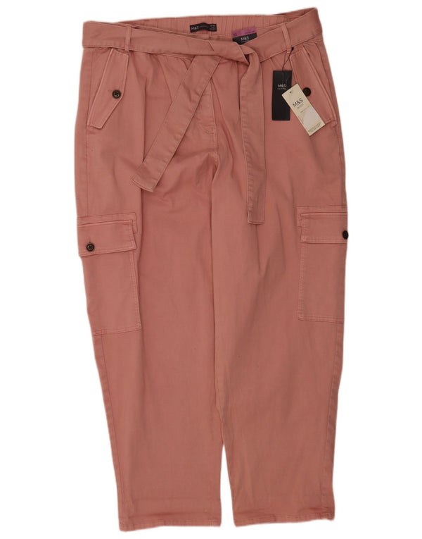 Marks & Spencer Regular Cargo Bukser til kvinder UK 22 3XL W42 L28 Pink Bomuld