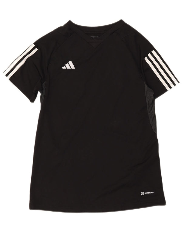 Adidas Dame Aeroready Regular Fit Grafisk T-Shirt Top UK 8/10 Small Black