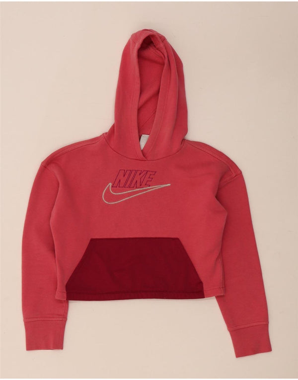 Nike Girls Crop Graphic Hoodie Jumper 12-13 år Stor Pink Bomuld