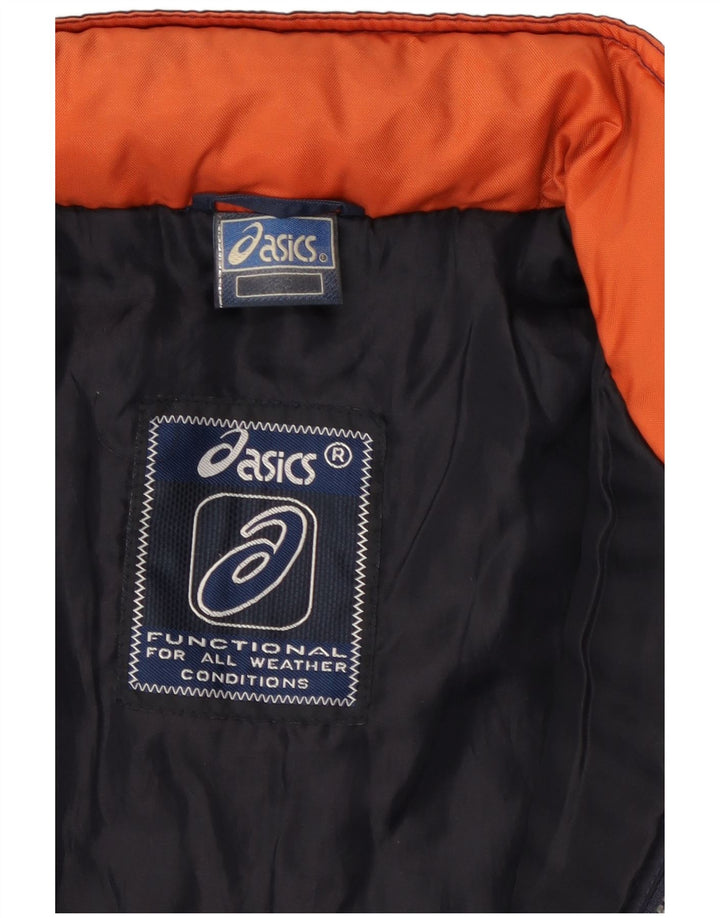 Asics Herre Graphic Windbreaker Jacket UK 38 Medium Navy Blue Colourblock