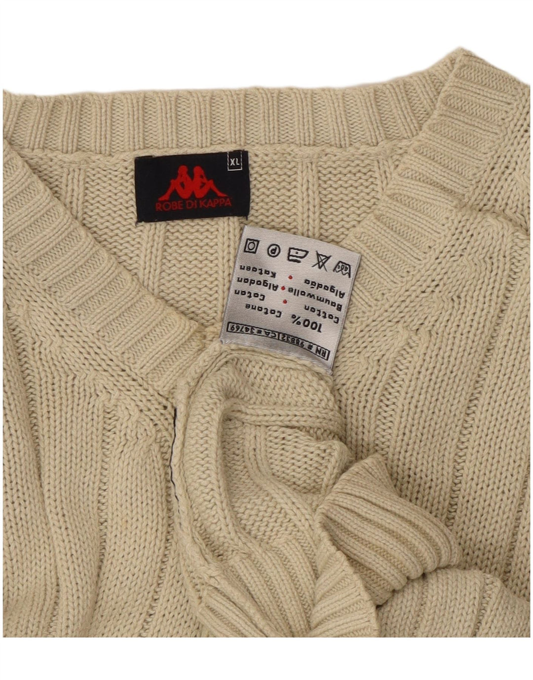 Kappa Herre V-hals sweater XL Beige Bomuld