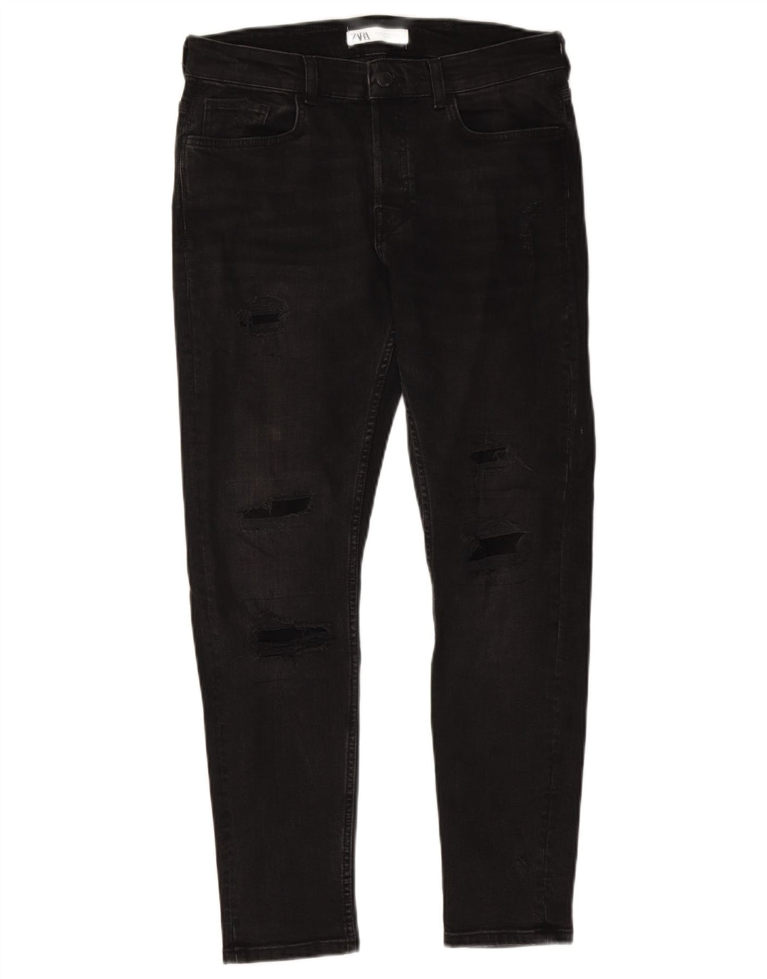 ZARA Distressed Skinny Jeans til mænd EU 42 Large W32 L28 Sort