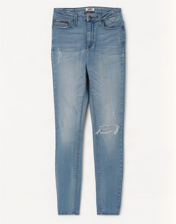 Tommy Hilfiger Kvinder Distressed High Rise Skinny Jeans W28 L32 Blå Bomuld