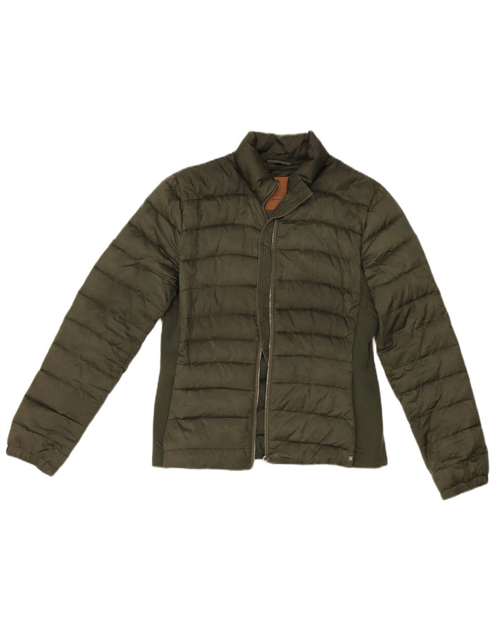 Massimo Dutti Dame Polstret Jakke UK 14 Stor Khaki Polyester