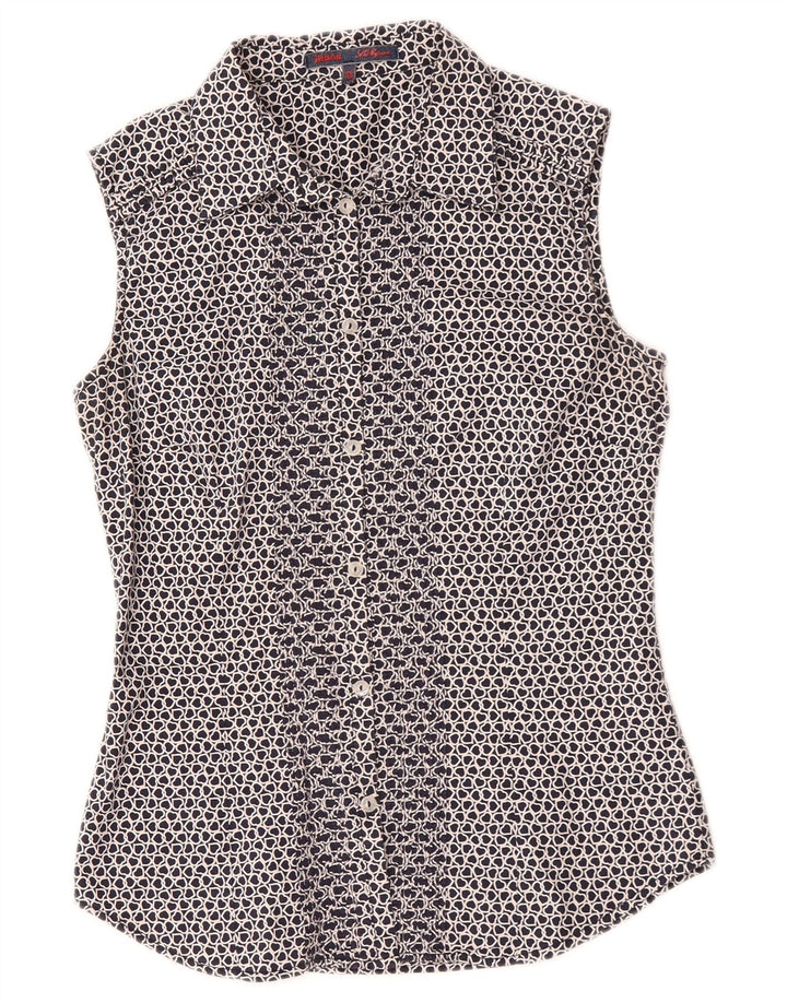 Les Copains Dame ærmeløs skjorte Bluse IT 42 Medium Navy Blue Heart