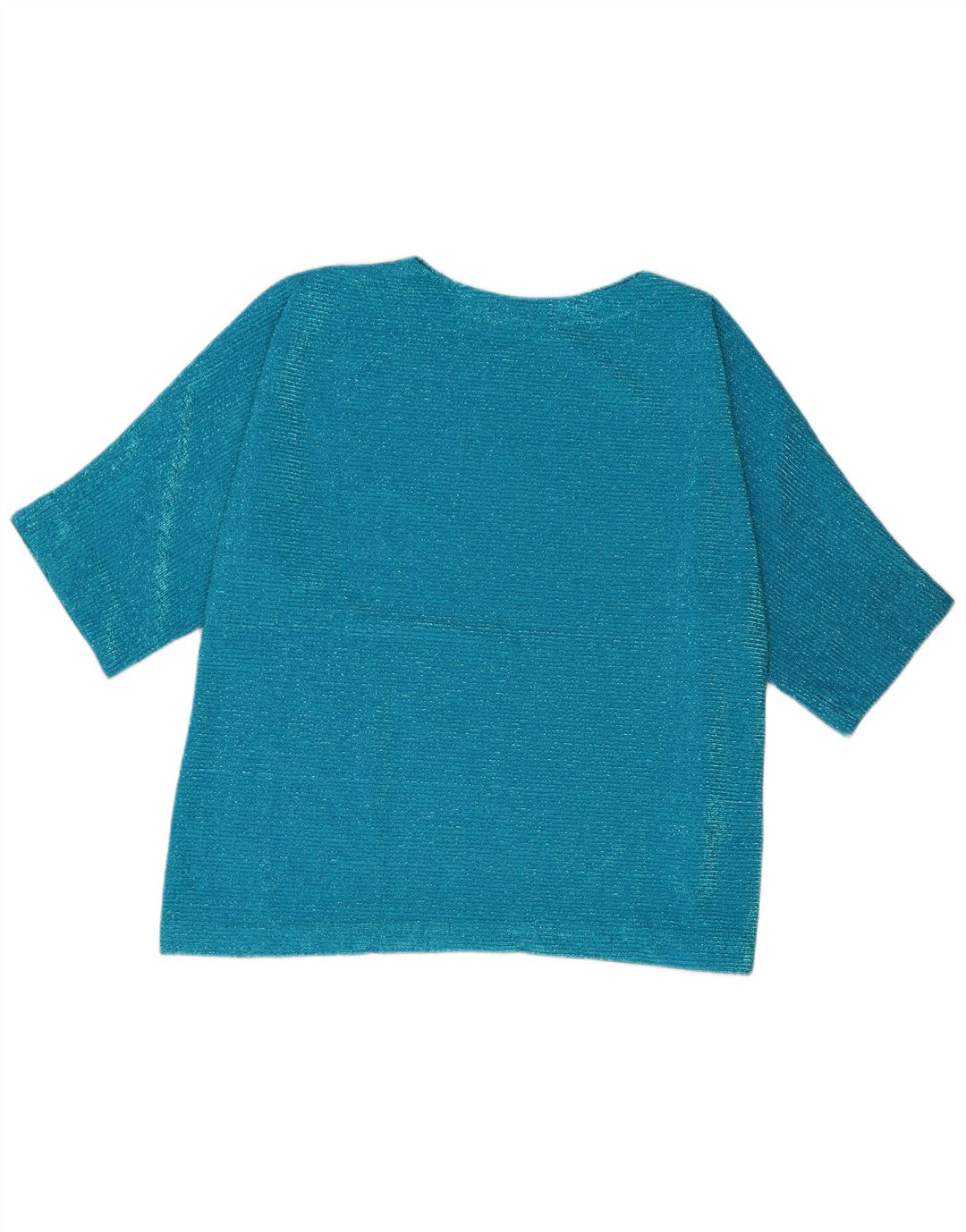 Vintage Dame Bluse Top UK 16 Stor Blå Syntetisk