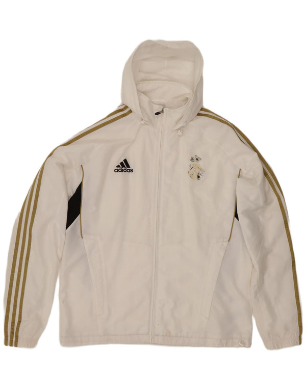 Adidas Herre Real Madrid Træningsdragt med hætte Topjakke UK 40/42 Medium White
