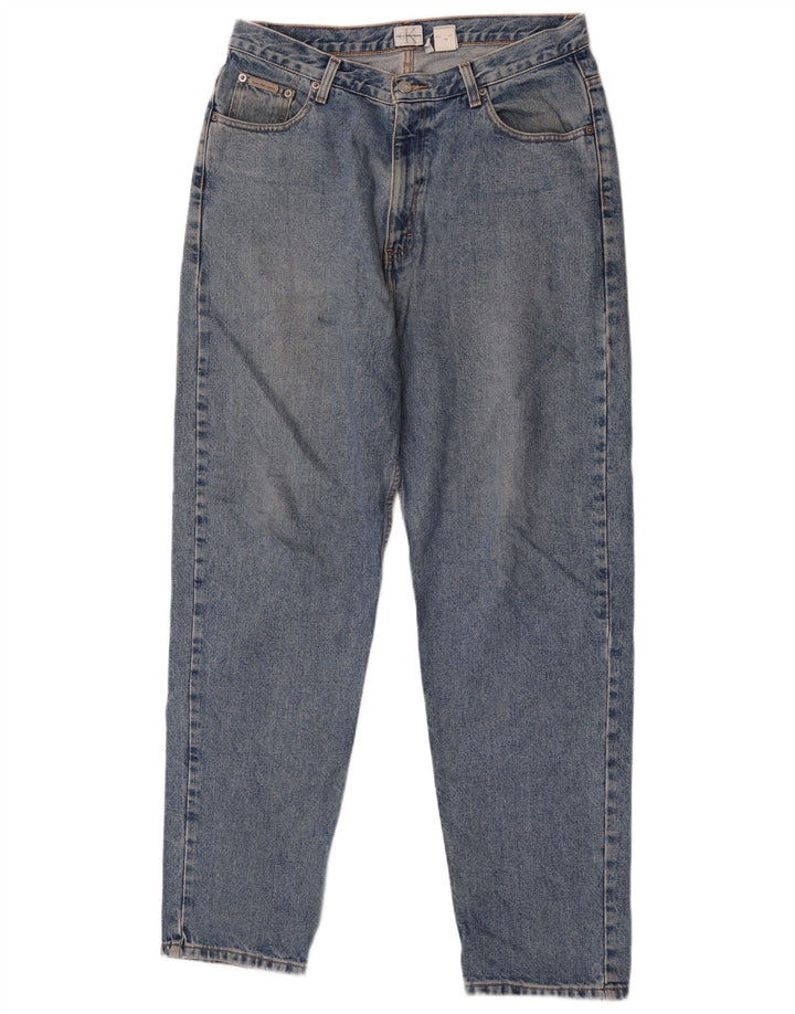 Calvin Klein Herre tilspidsede jeans W34 L32 blå bomuld
