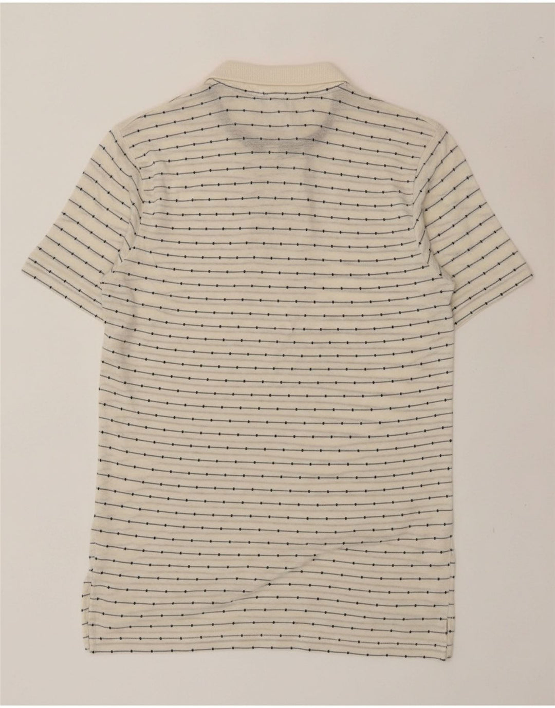ANERKJENDT Mens Polo Shirt Small Off White Striped Cotton